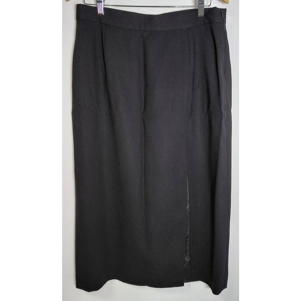 IP9 DONCASTER SIGNATURE Wool Skirt Black Solid Lined 100% Wool Women Size 12